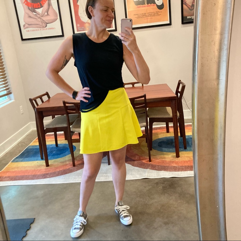 Bright yellow Aryn K skirt